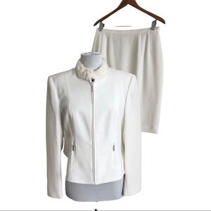 Vintage white John Meyer Of Norwich Skirt Jacket blazer two piece Suit Set